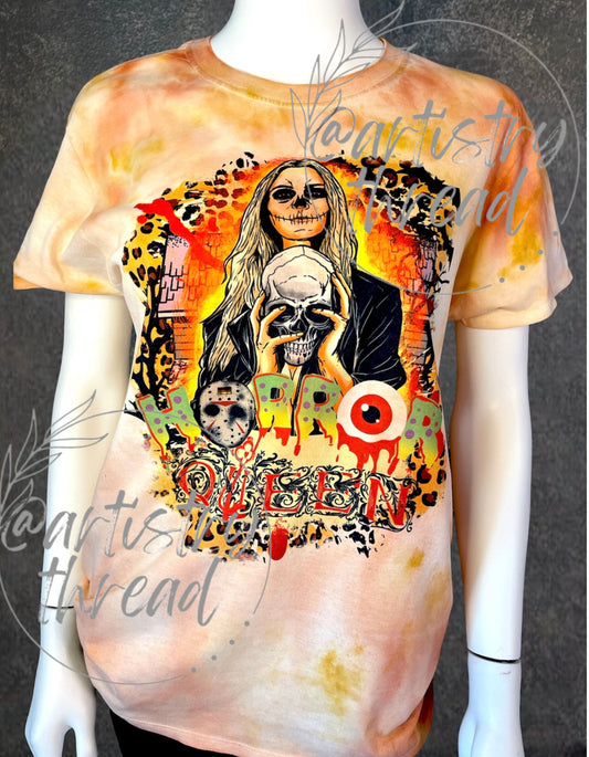 Horror Queen / Halloween /  Hand Tie Dyed Spooky Grunge Shirt size Medium